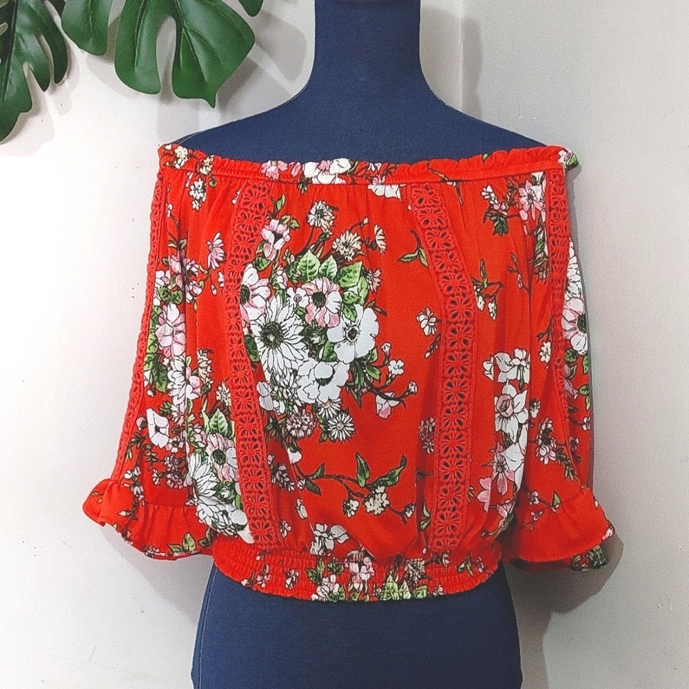 Boho Haute Project Floral Crop Blouse Top